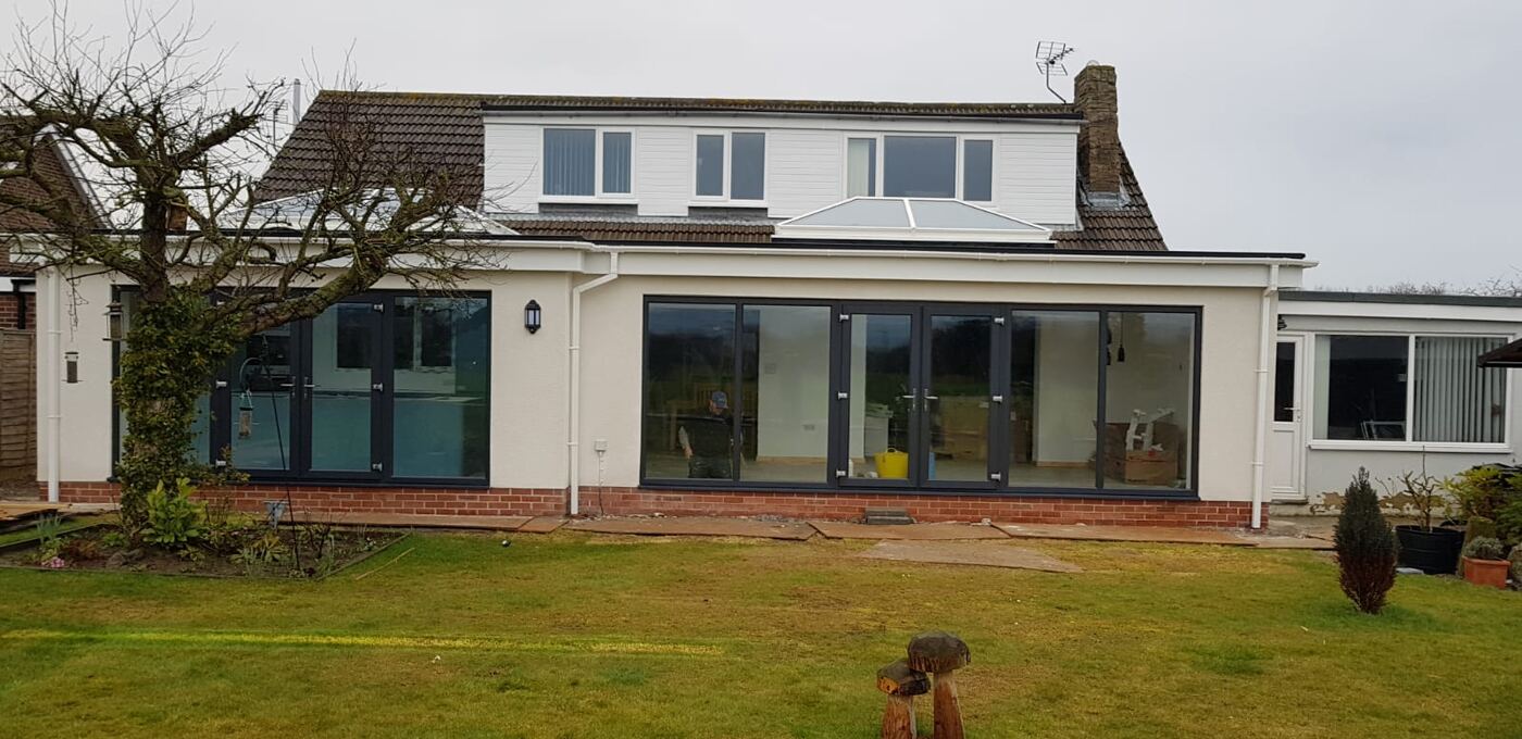 Single storey rear extension with wide sliding doors