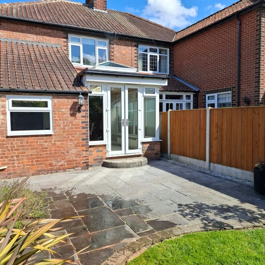 Rear extension with French doors opening onto a patio